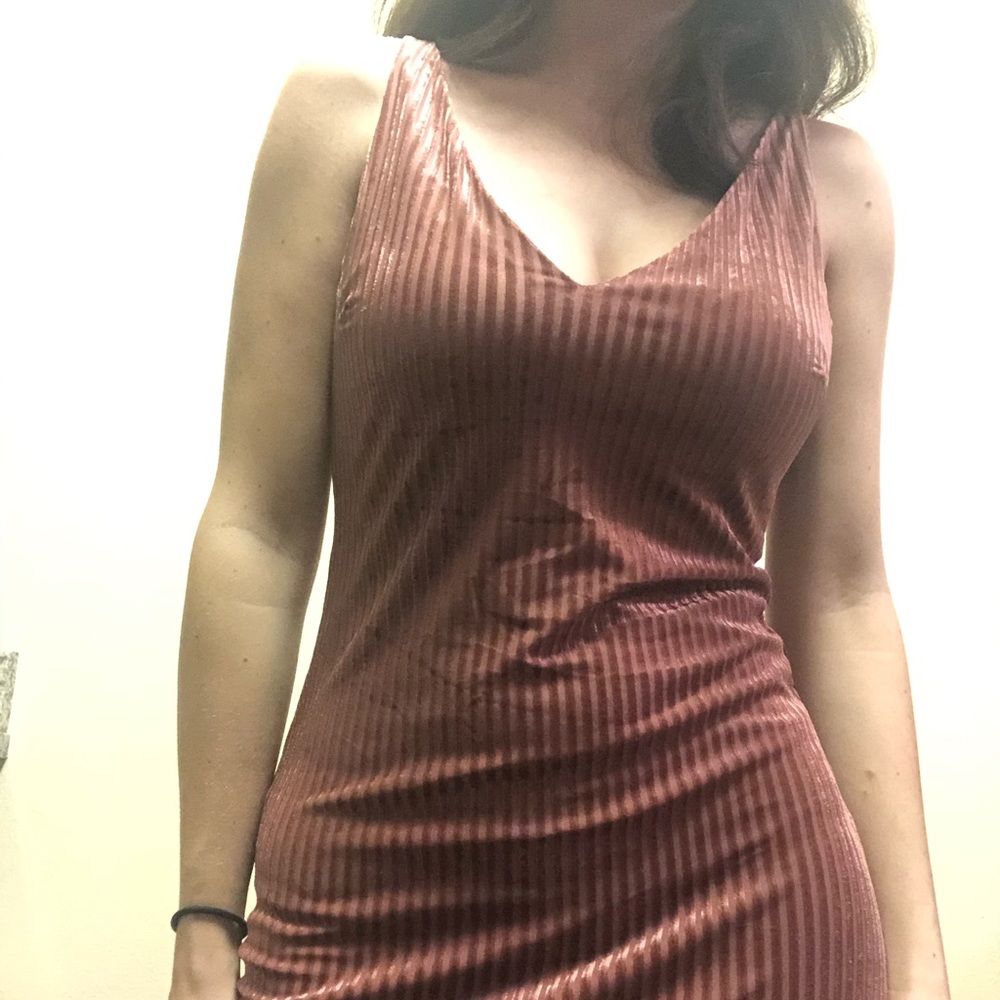 V-Neck Stripe Pink Dress